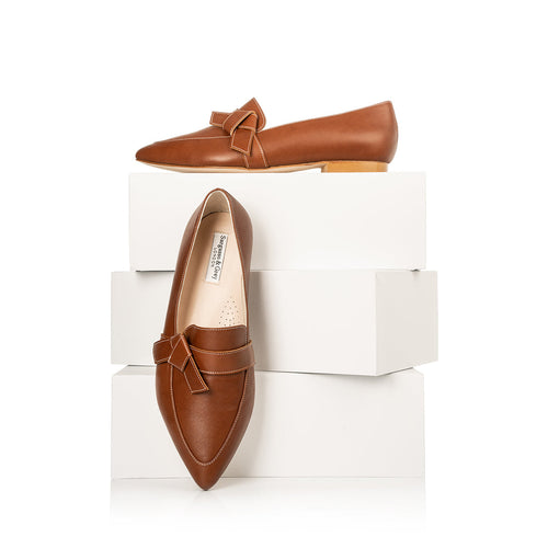 Sandy Wide Width Flats  - Tan Leather - With boxes