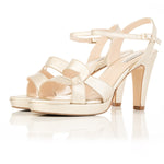 Star - Wide Width Platform Sandal - Gold Leather - Angled perspective