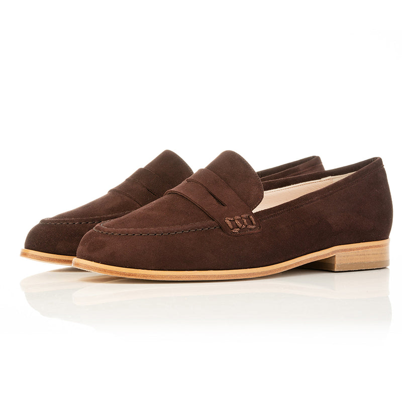 Sylvie Wide Width Loafers  - Brown Suede - Side angle