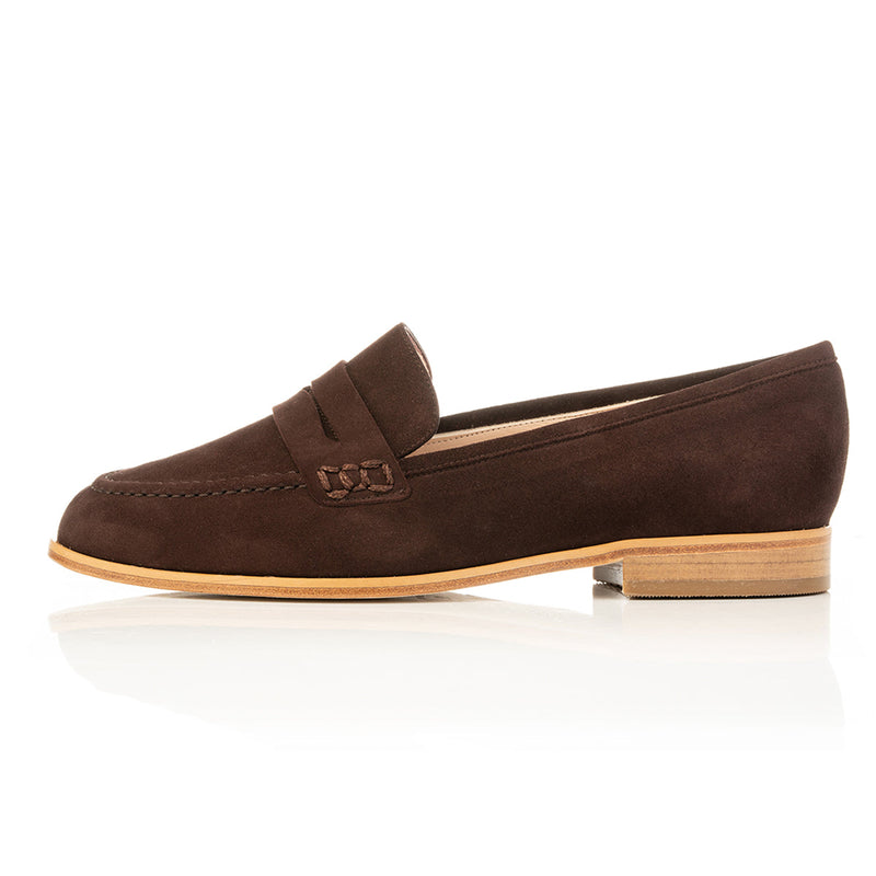 Sylvie Wide Width Loafers  - Brown Suede - Side