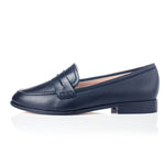 Sylvie Wide Width Loafers  - Navy Leather - Side