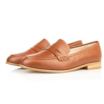 Sylvie Wide Width Loafers  - Tan Leather - Angled perspective