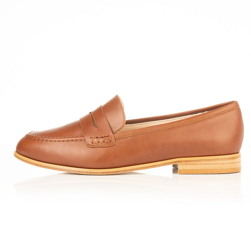 Sylvie Wide Width Loafers  - Tan Leather - Side