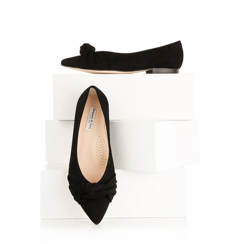 Venetia Wide Width Flats - Black Suede - With boxes