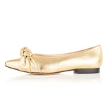 Venetia Wide Width Ballet Flats - Gold Leather - Side