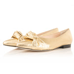 Venetia Wide Width Ballet Flats - Gold Leather - Angled perspective