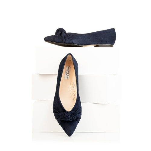 Venetia Wide Width Flats - Navy Suede - With boxes
