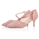 Penelope Wide Width Shoes - Dusky Rose Suede - Angled perspective