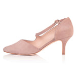 Penelope Wide Width Shoes - Dusky Rose Suede - Side