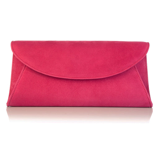 Clutch - Fuchsia Pink Suede - Front