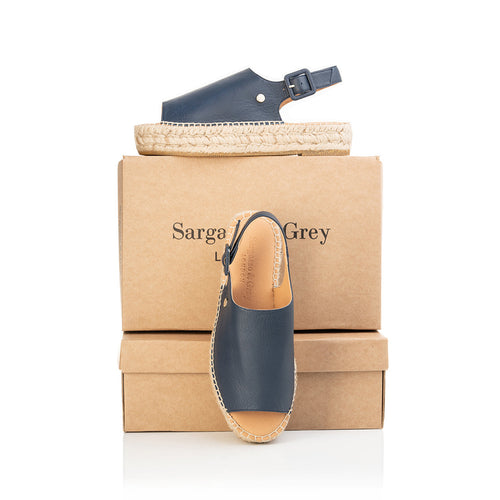 Bona - Wide Width Espadrille - Navy Leather - With boxes