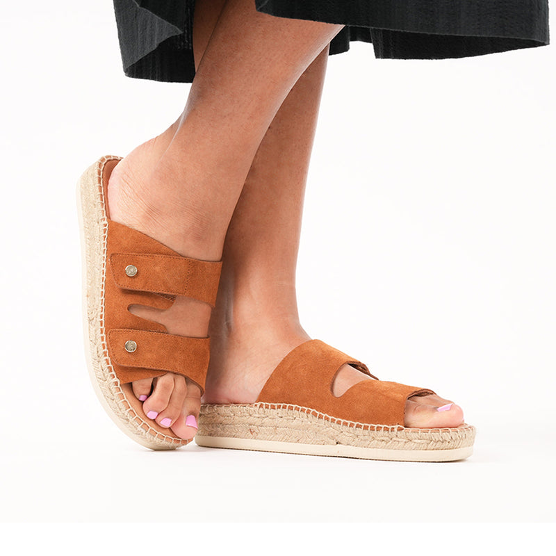 Candy - Wide Width Espadrille - Tan Suede - Side