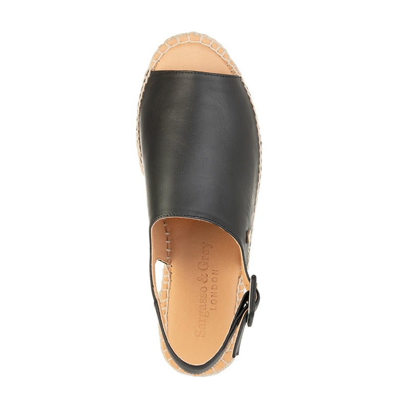 Bona - Wide Width Espadrille - Black Leather - Top