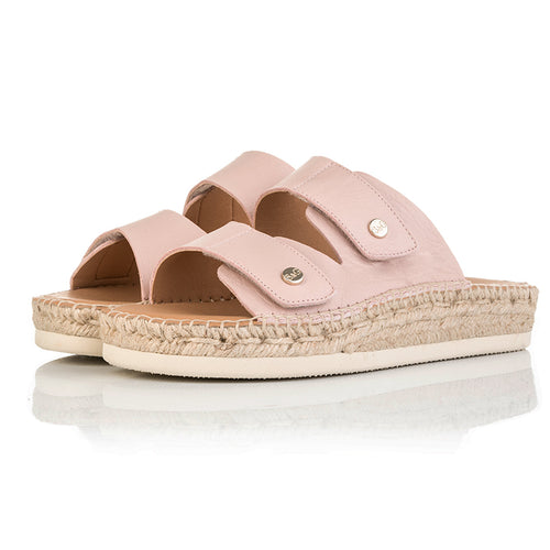 Candy - Wide Width Espadrille - Pink Leather - Angled perspective