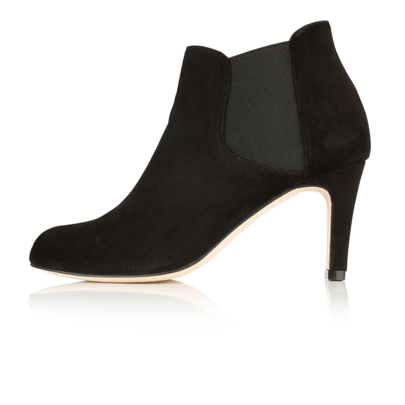 Lily Wide Width Boots - Black Suede - Side